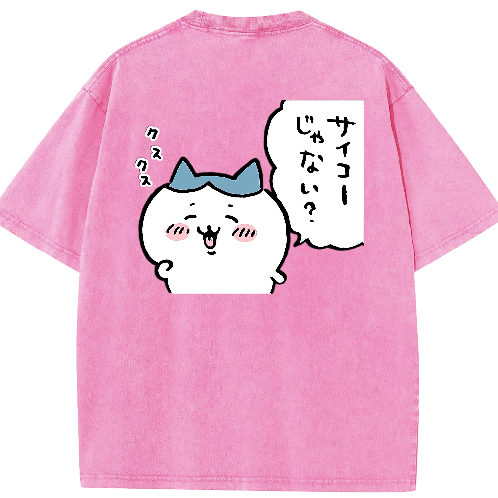 （画像用） ちいかわ ハチワレ Chii-kawa hachiware 綿100% ヴィンテージ風 半袖Tシャツ（背面プリント）